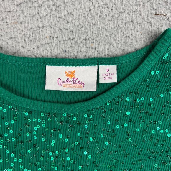 Quacker Factory Womens Size Small Sweater Green Rhinestones - Picture 5 of 6